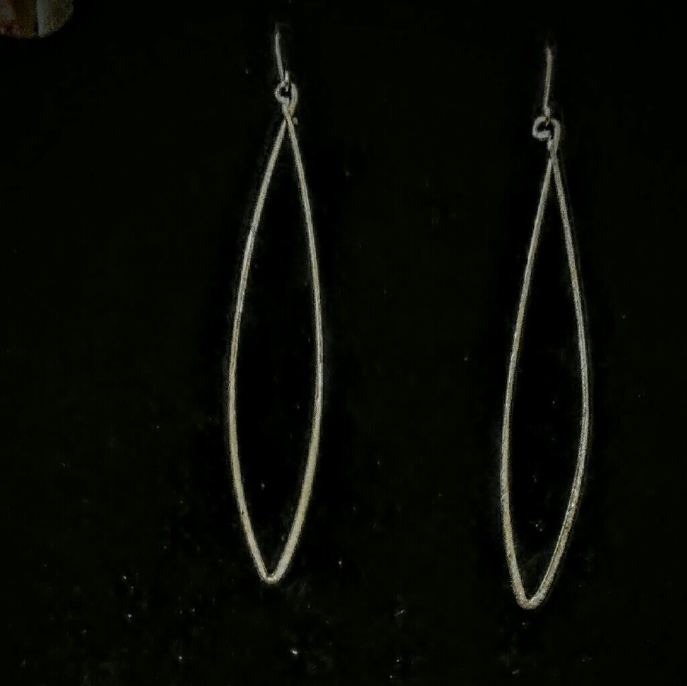 Long Dangling Silver hoop Earrings - Picture 2 of 2